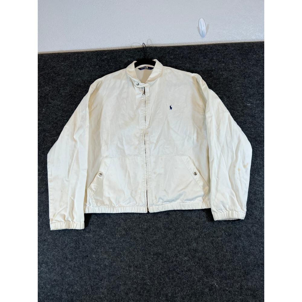 Vintage 80s Polo Ralph Lauren Harrington Jacket Cream Off White Mens Medium
